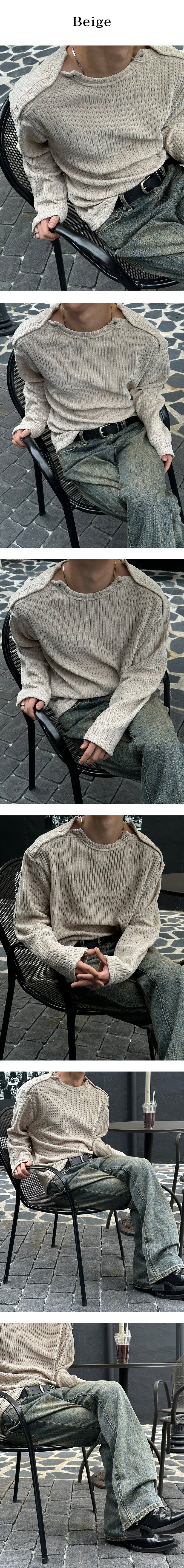  [Unisex] Double shoulder button knit(4color)