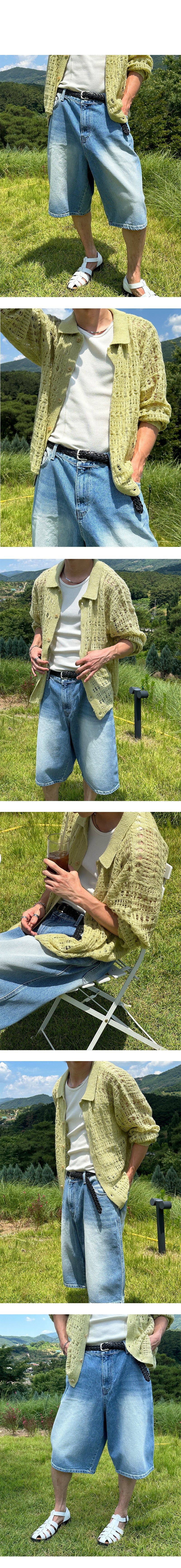 [S/S] Blue washing bermuda pants