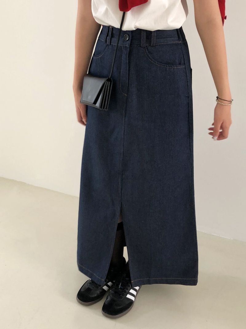Picnic denim long skirt 