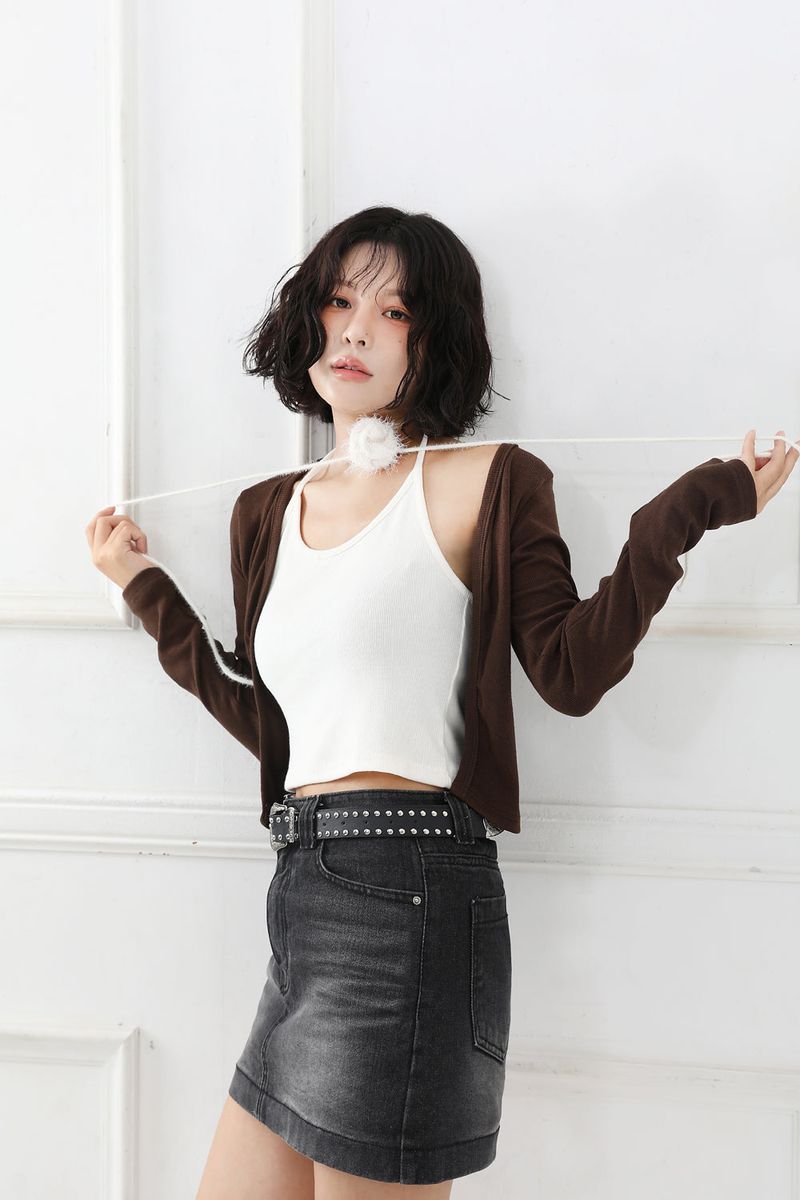 Haulter Neck Mute Cardigan SET