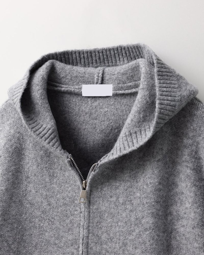 Merry wool knit hood zip-up