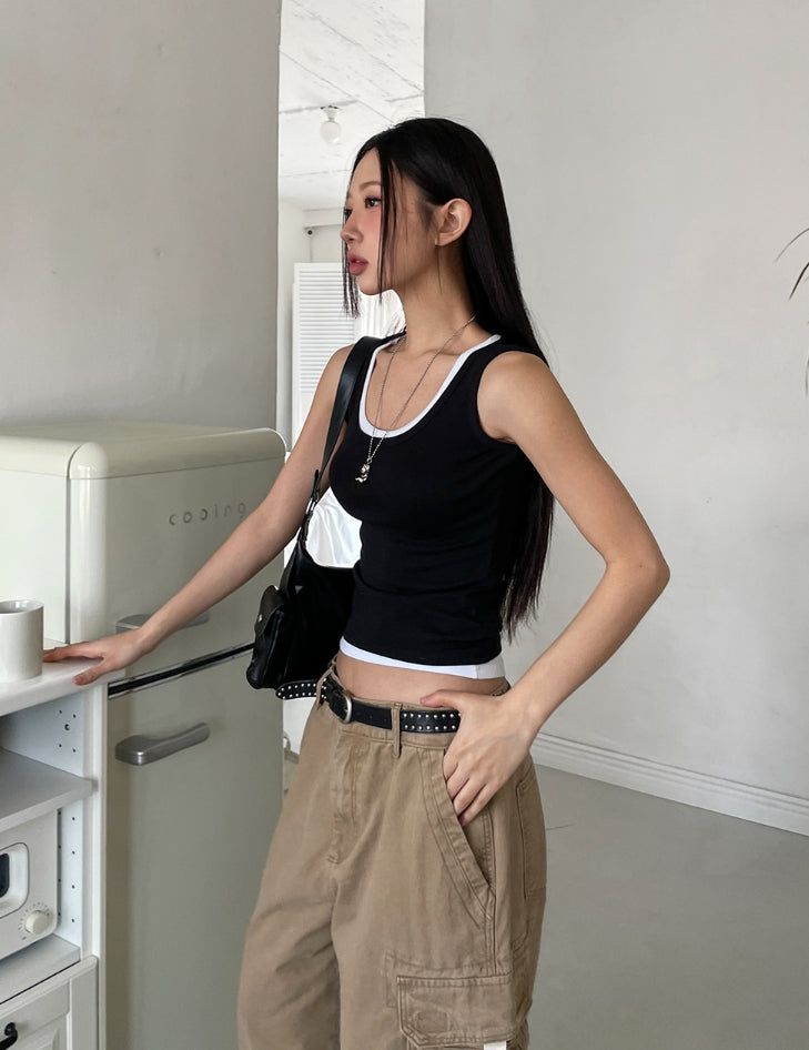 [U-BASIC] Daily Solid Crop Sleeveless