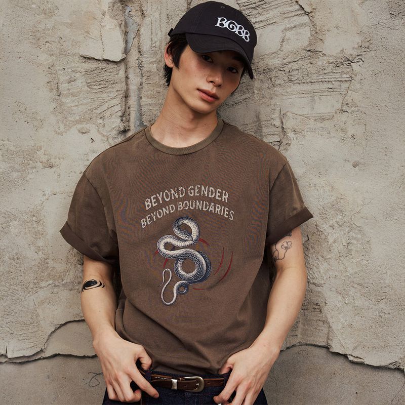 BGBB Snake Garment Dyed half T (Brown)