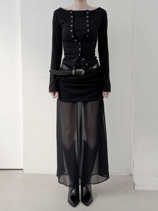Cente Chiffon Layered Long Skirt