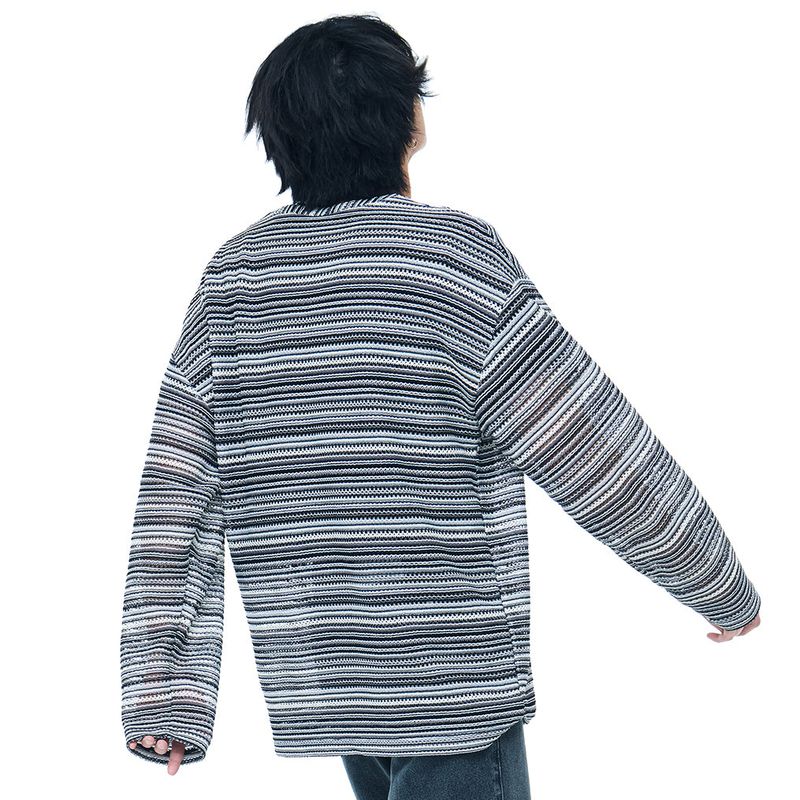 C Wear by the Genius(シーウェア バイザジーニアス)の「SEE-THROUGH CRAFT KNIT PULLOVER BLACK(Tops)」