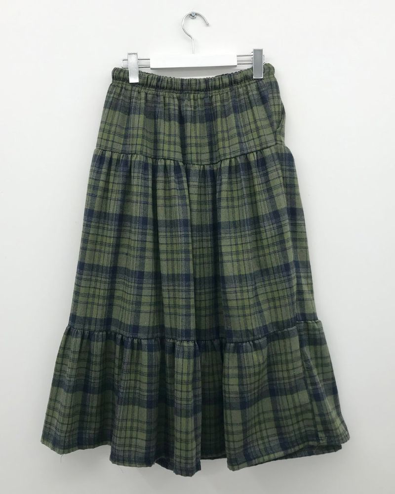 Windy Checkered Long Skirt (1color)