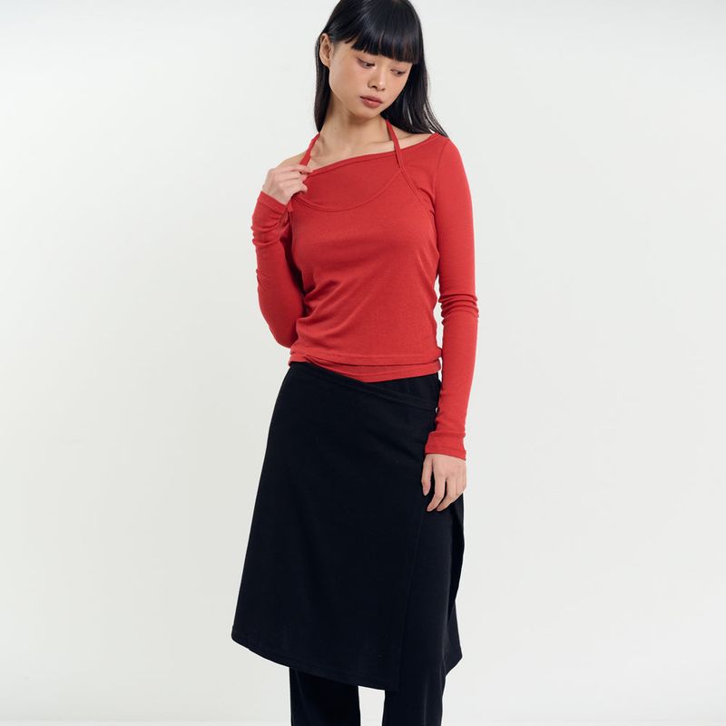 Wrap Skirt Pants Black