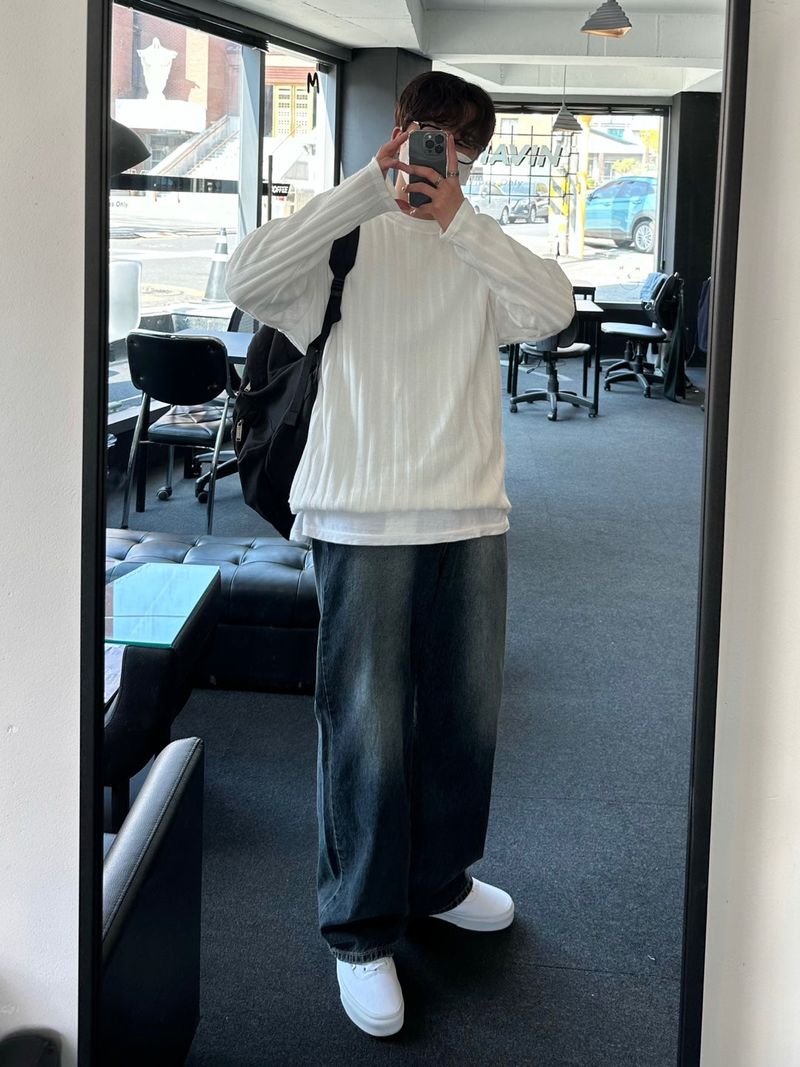 ドローダークブルーデニムパンツ