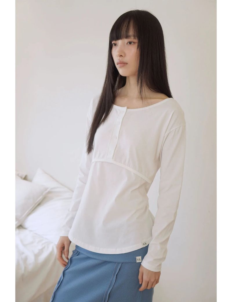 PLACKET RIBBED T-SHIRT(WHITE)
