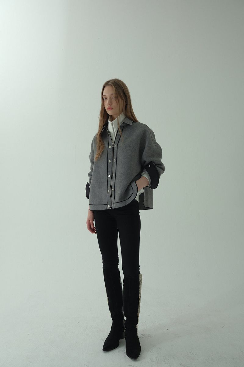 WOOL BLENDING ZIP-UP JACKET_MELANGE GRAY