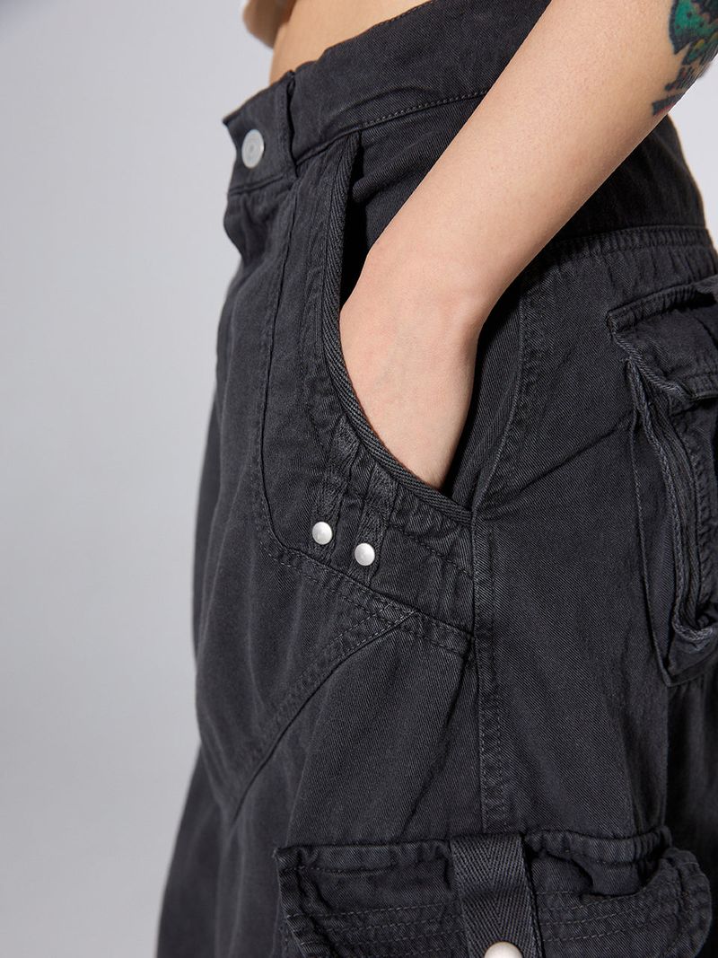 WASHED CARGO SKIRT / GRAY