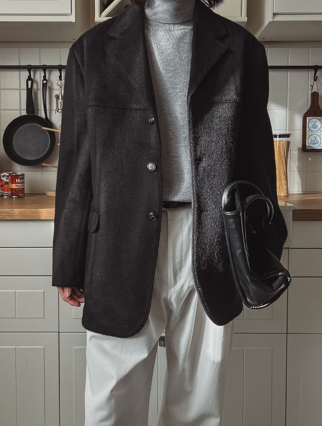 Line wool loose fit blazer