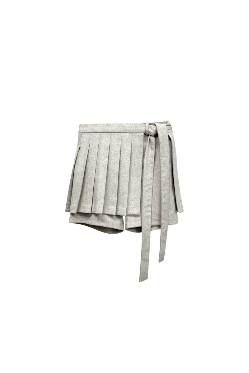 CLASSY HERRINGBONE WOOL SKIRT PANTS / IVORY