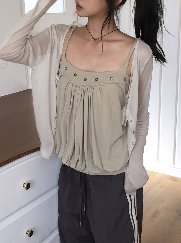 Robo Tencel See-through Snap Cardigan
