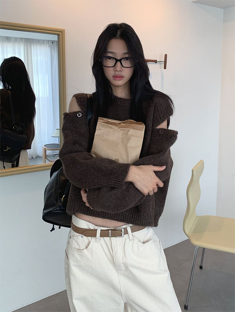 KATE OPENED BUTTON KNIT (2C)