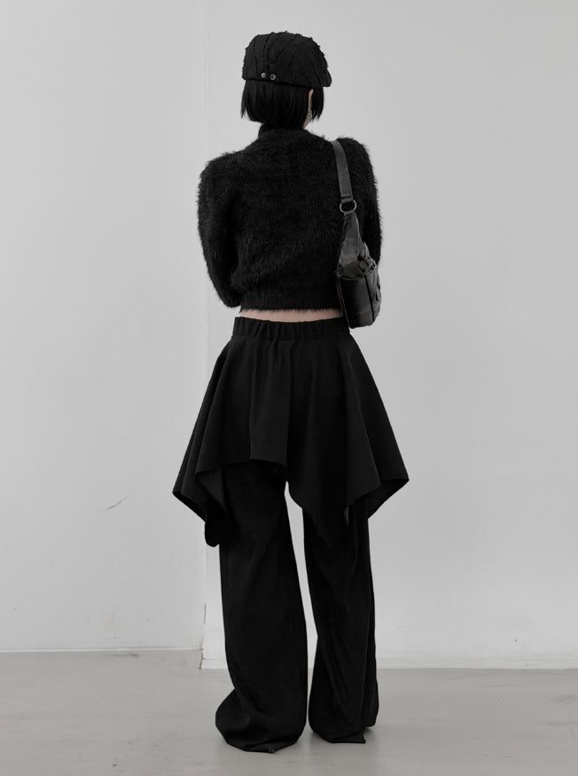 Linked Metal Ring Scarf Fur Cardigan