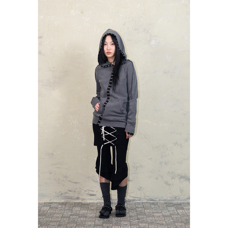 LACE-UP CONVERTIBLE JUMPSUIT: BLACK