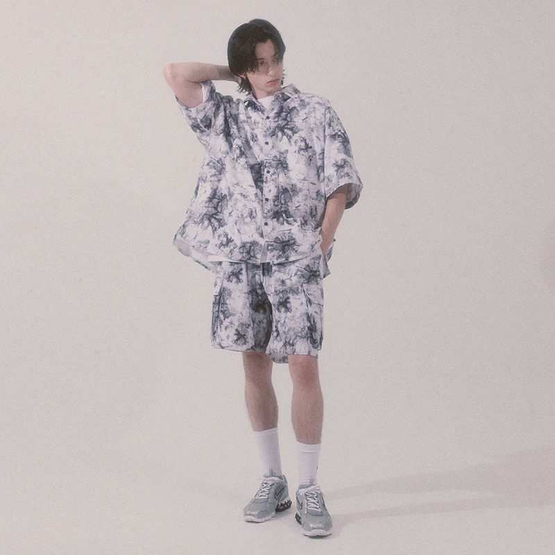 tie-dye half sleeve shirt_white