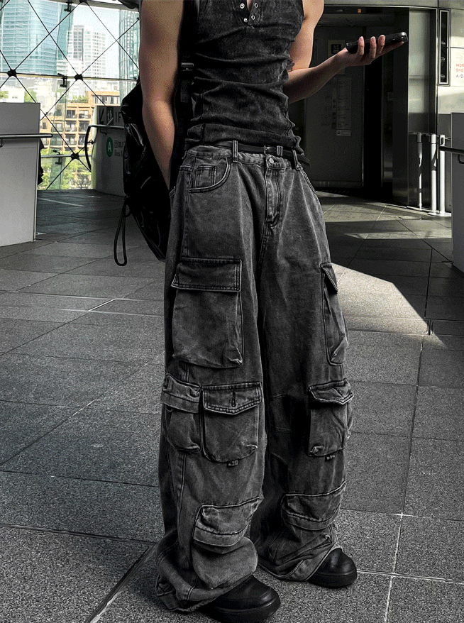 Featherlight Longline Cargo Carpenter Wide Denim