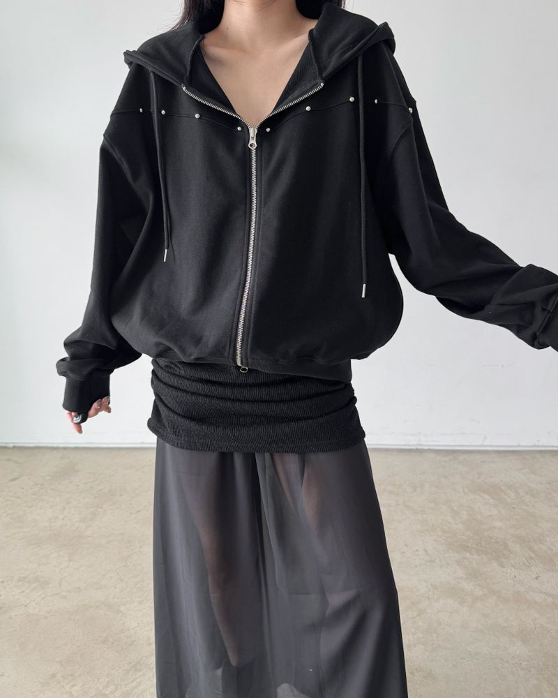 See through shirring skirt