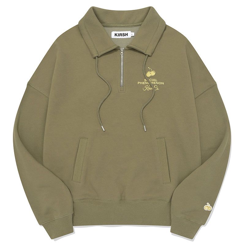 CHERRY ARCH LOGO HALF ZIP UP [LIGHT KHAKI]
