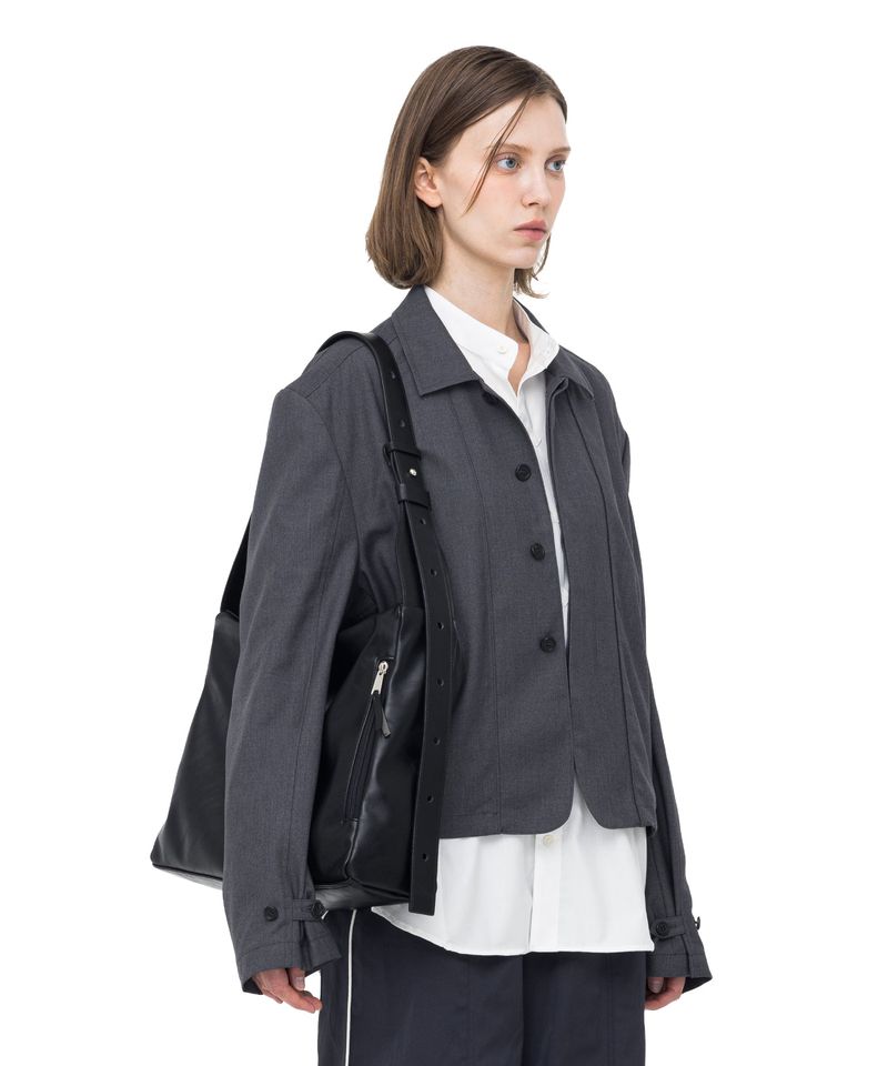 Hem Button Crop Jacket (Gray)