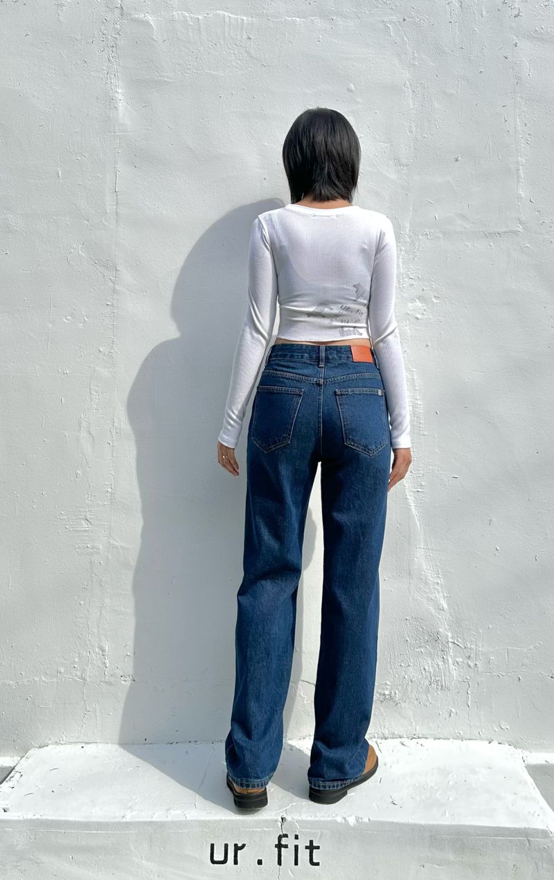 SEMI WIDE DARK BLUE DENIM PANTS code 18306