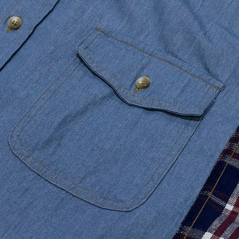 check block denim shirt_blue