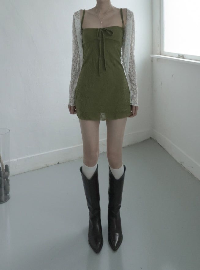 Muse Embossed See-through Lace Cardigan