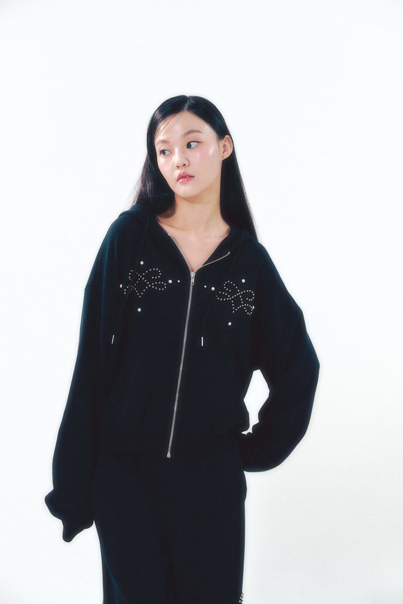 Pearl Hoodie Zip-Up Black
