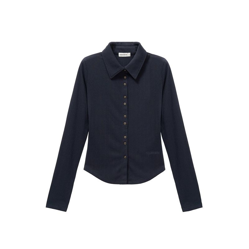 BUTTON DETAIL SHIRTS CARDIGAN(DEEP NAVY)