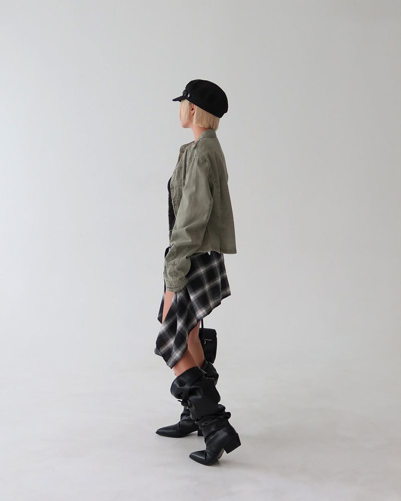 Wrinkle Shirring Belt Western Wide Long Boots