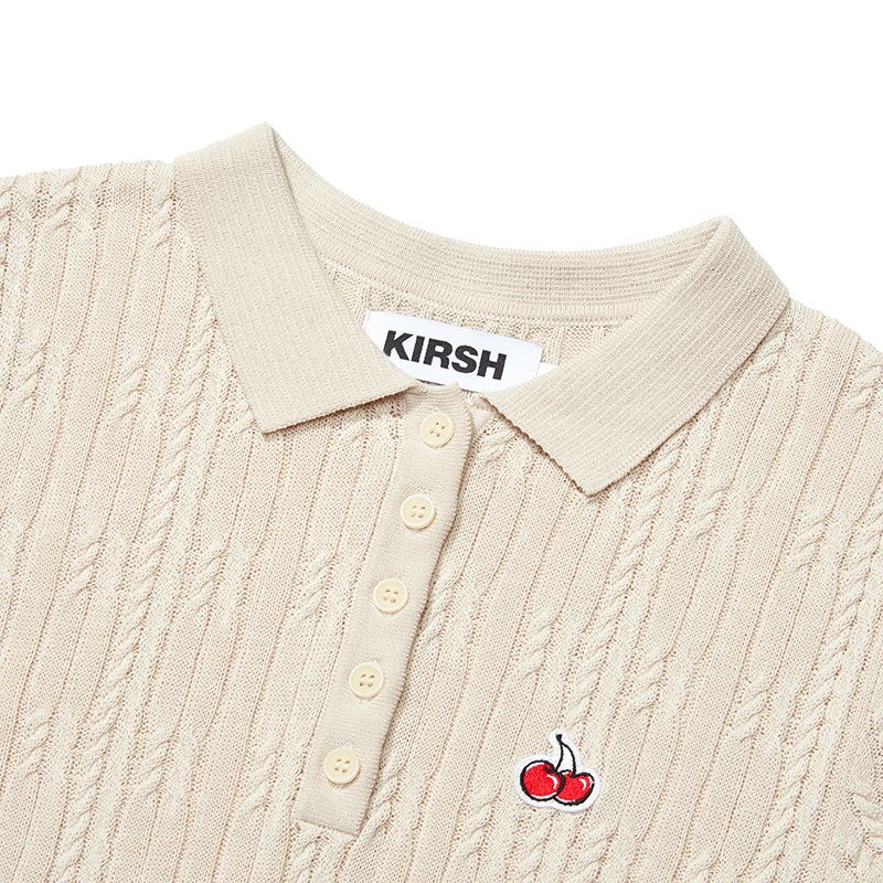 SMALL CHERRY CABLE KNIT DRESS [BEIGE]