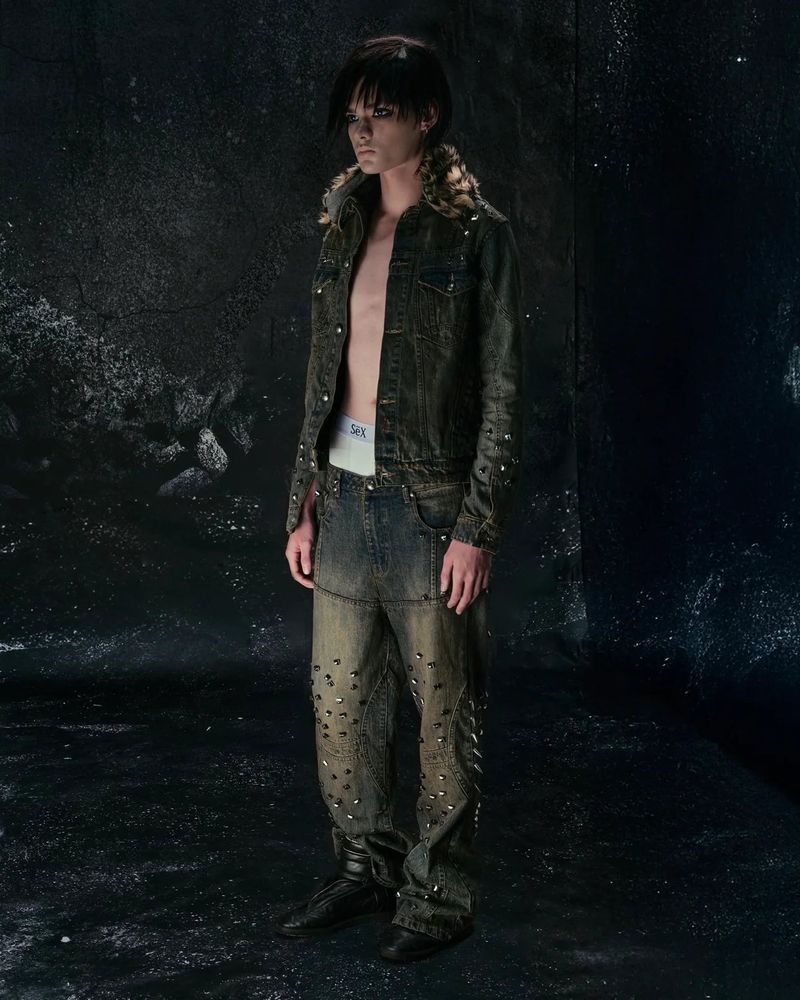 Cozy Worldwide(コージー ワールドワイド)の「"MORE CHAOS" SPIKED JAPANESE DENIM SET - PANTS(Pants)」