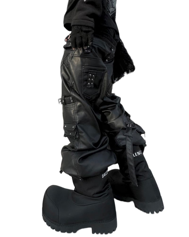 "GHIDØRAH CHAØS LEATHER CARGO PANTS"