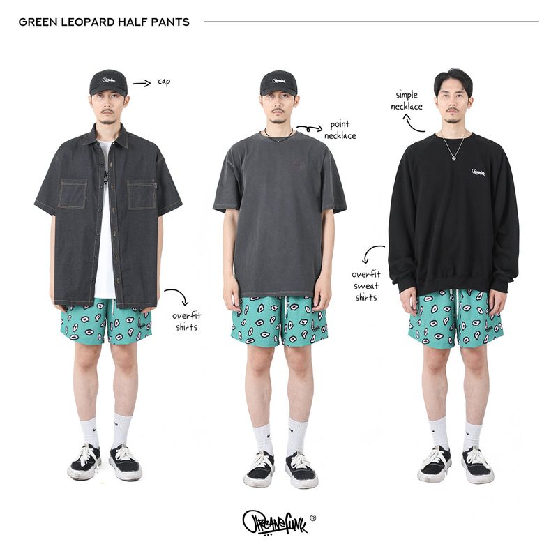 GREEN LEOPARD HALF PANTS