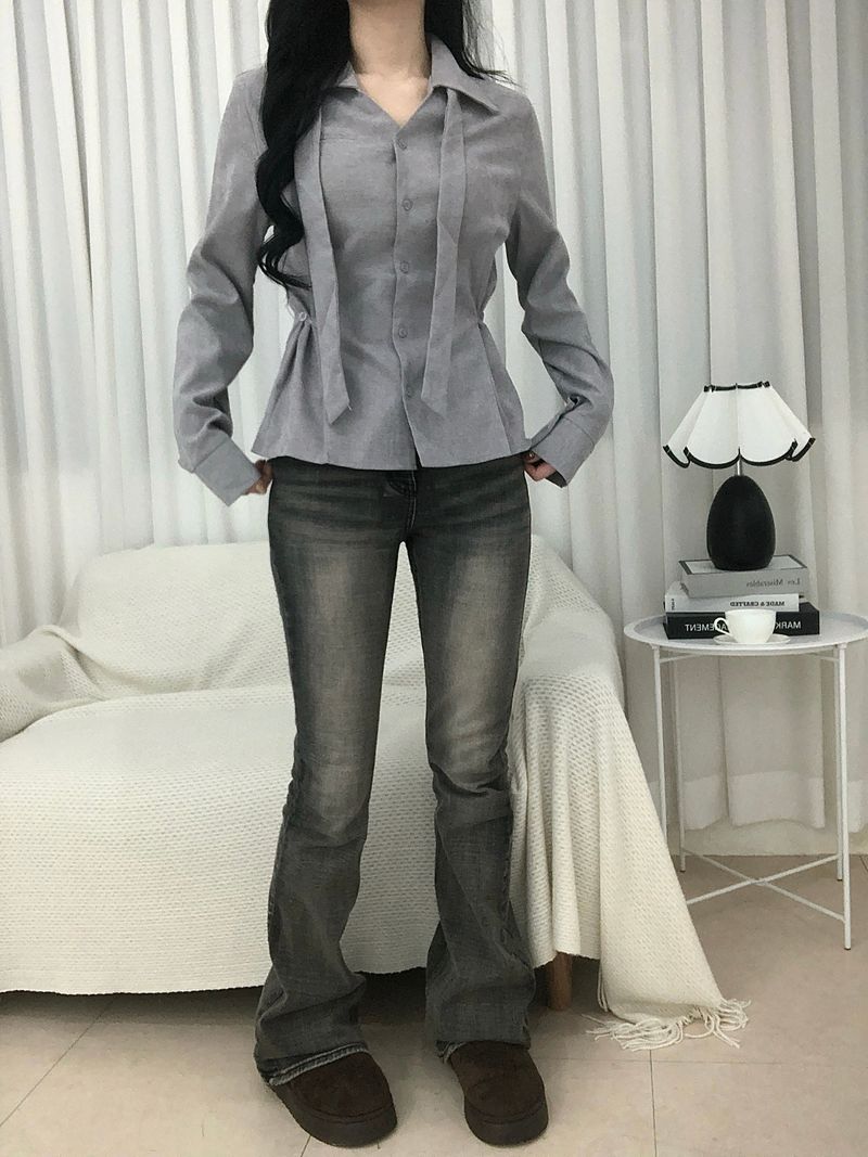 Dual Tie Pintuck Line Shirt