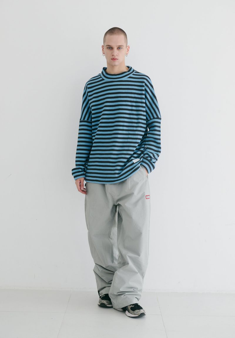 BSR2223FWPO027 STRIPE HIGH NECK PULLOVER BLUE