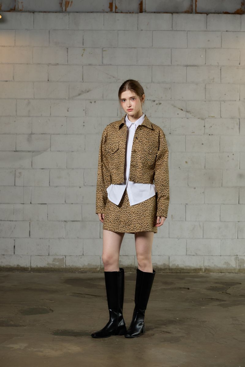LEOPARD MINI SKIRT / BEIGE