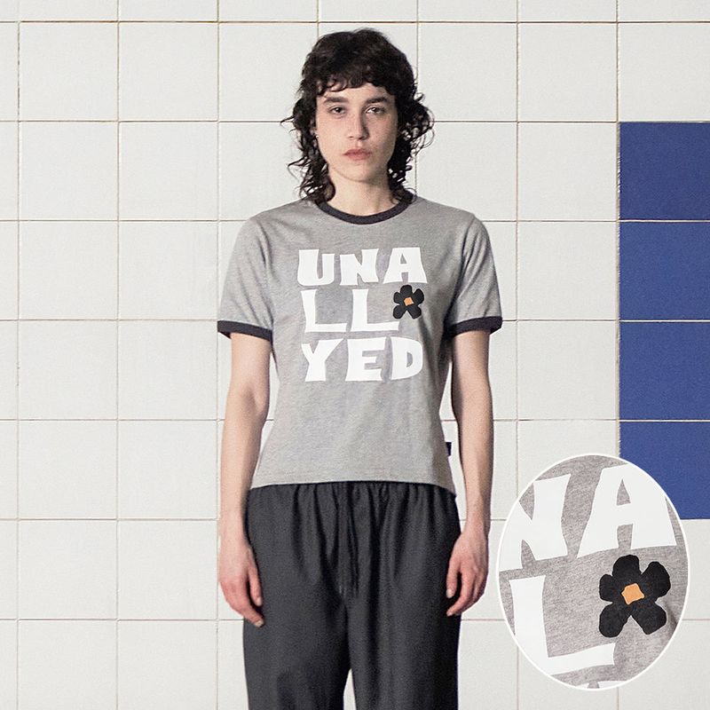 LOGO RINGER T SHIRT / GREY