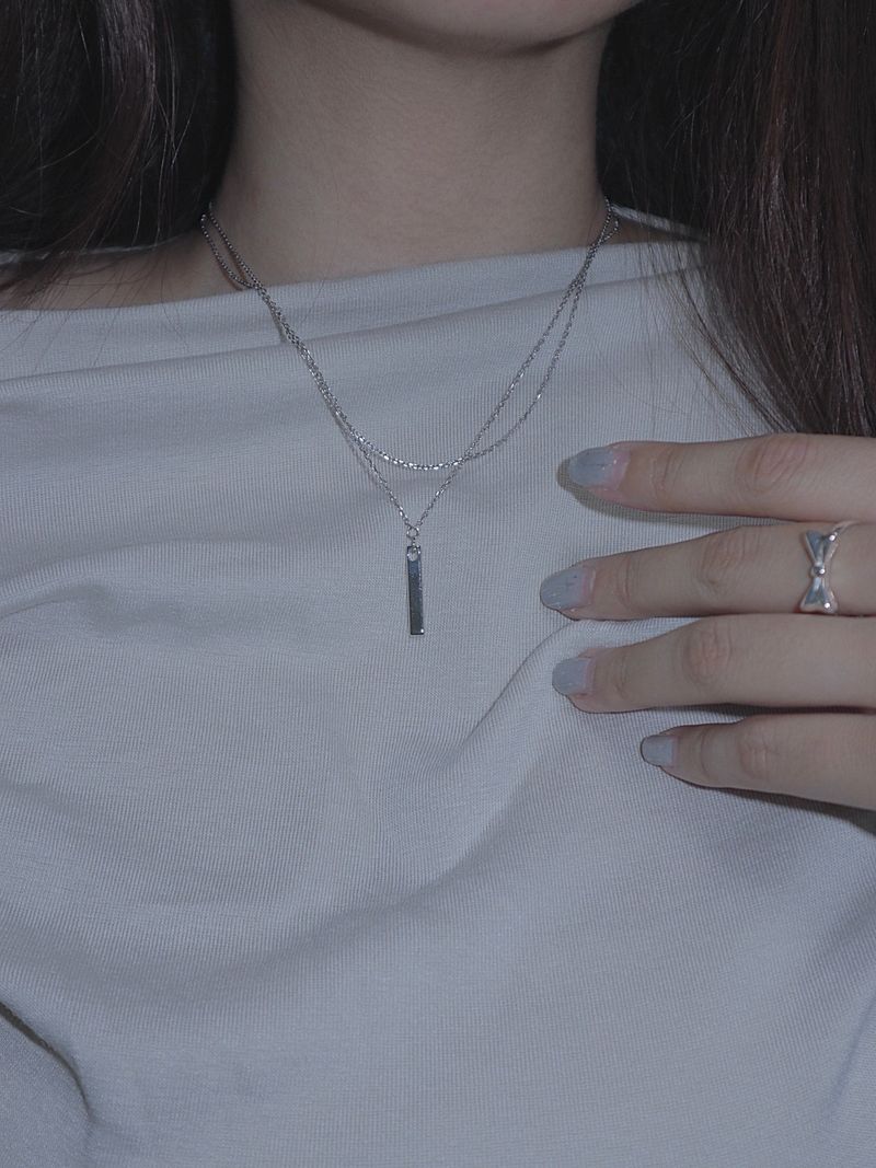 new simple bar layered necklace