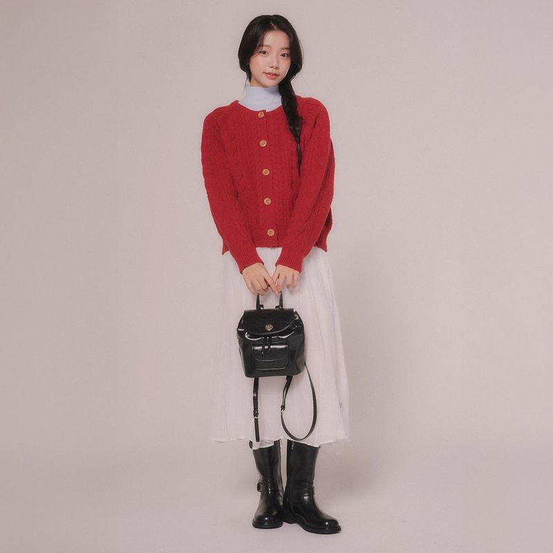 mellotory(メロートリー)の「CABLE KNIT CARDIGAN (Red)(Tops)」