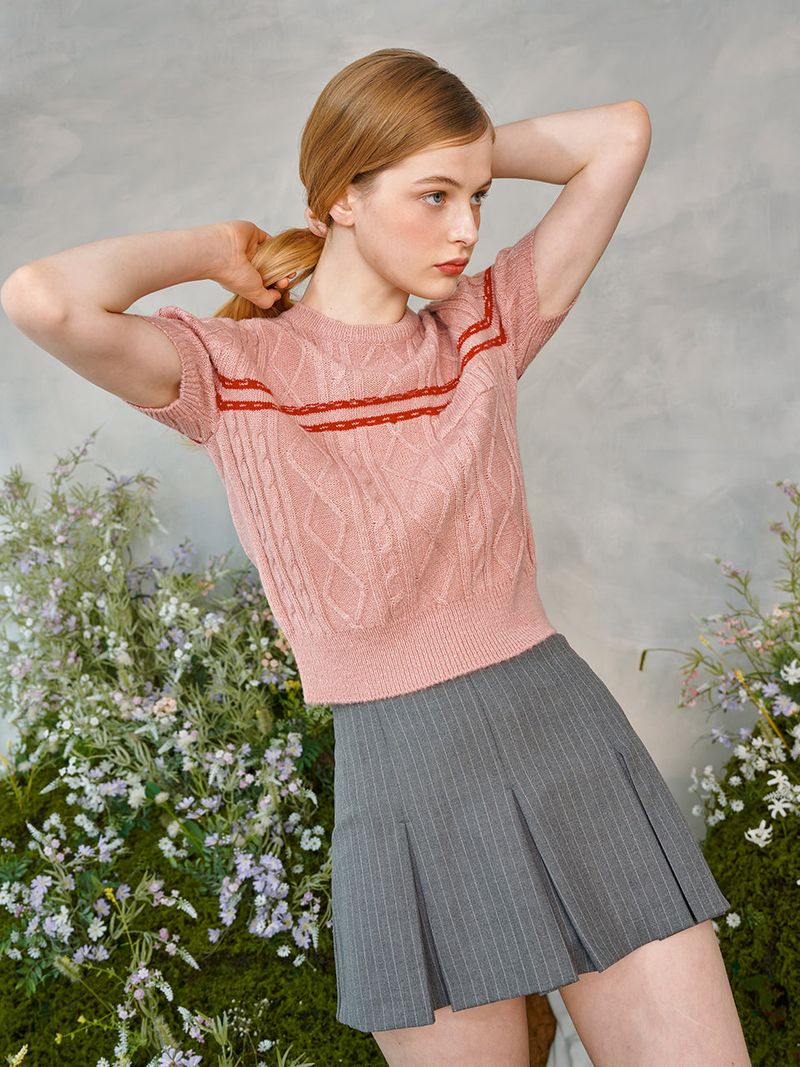 Color Line Twisted Knit (Pink)