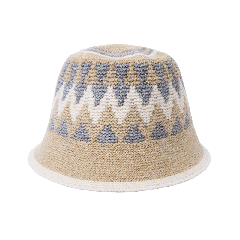 Triangle Pattern Bucket Hat (Beige)