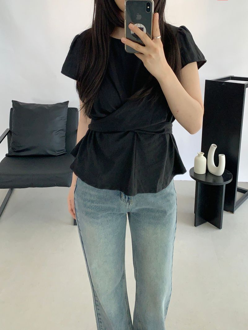 Amélie Shirred Wrap Blouse
