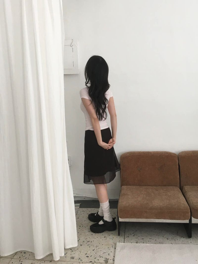 シフォンレオパードスカート
