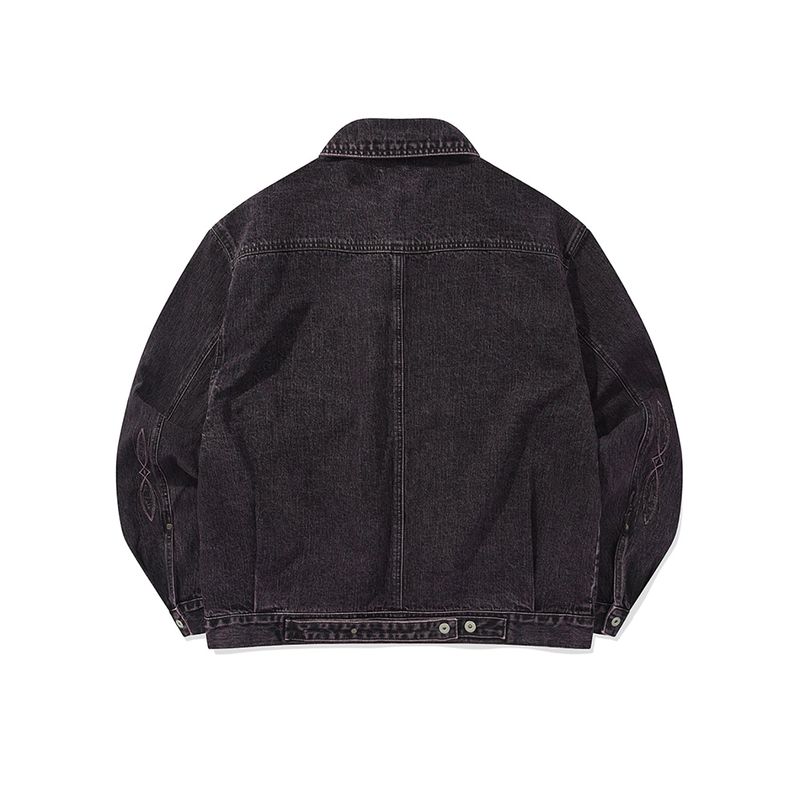 Bleach dyeing trucker jacket / Vintage purple