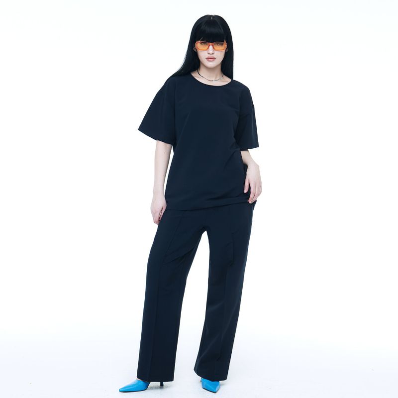 WOVEN 1/2 HALF T-SHIRT NAVY