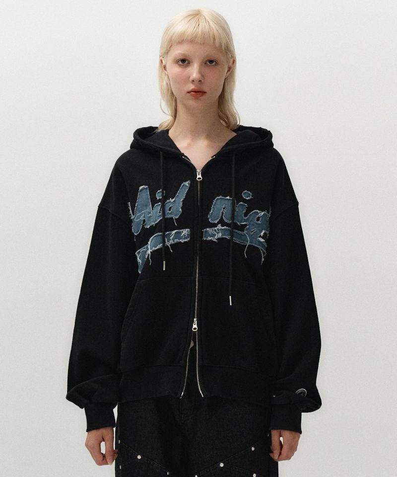 MIDNIGHT MOVE（ミッドナイトムーブ）の「ov damage hood zip up (black)（Tops）」