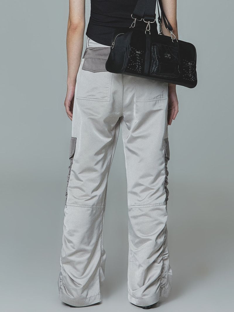 Satin Cargo Pants (Beige)